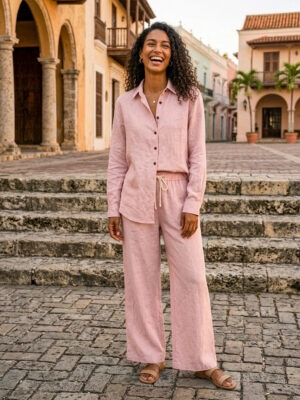 Dusty Pink Shirt + Pants Set