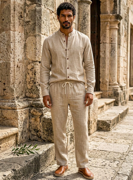 Mens Natural Shirt + Pants Set