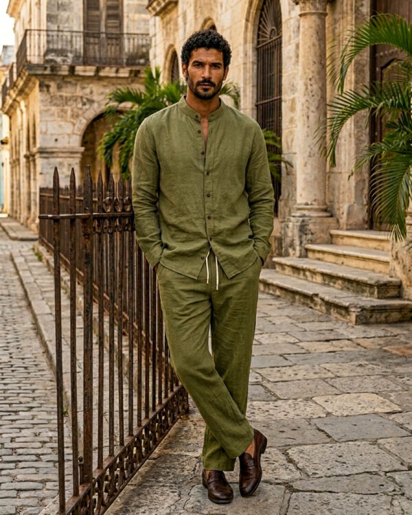 Olive Green Shirt + Pants Set