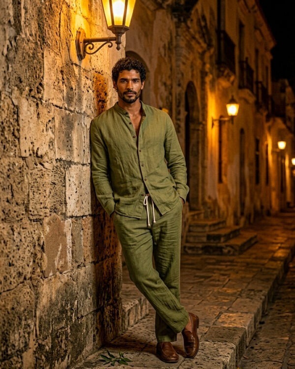 Olive Green Shirt + Pants Set