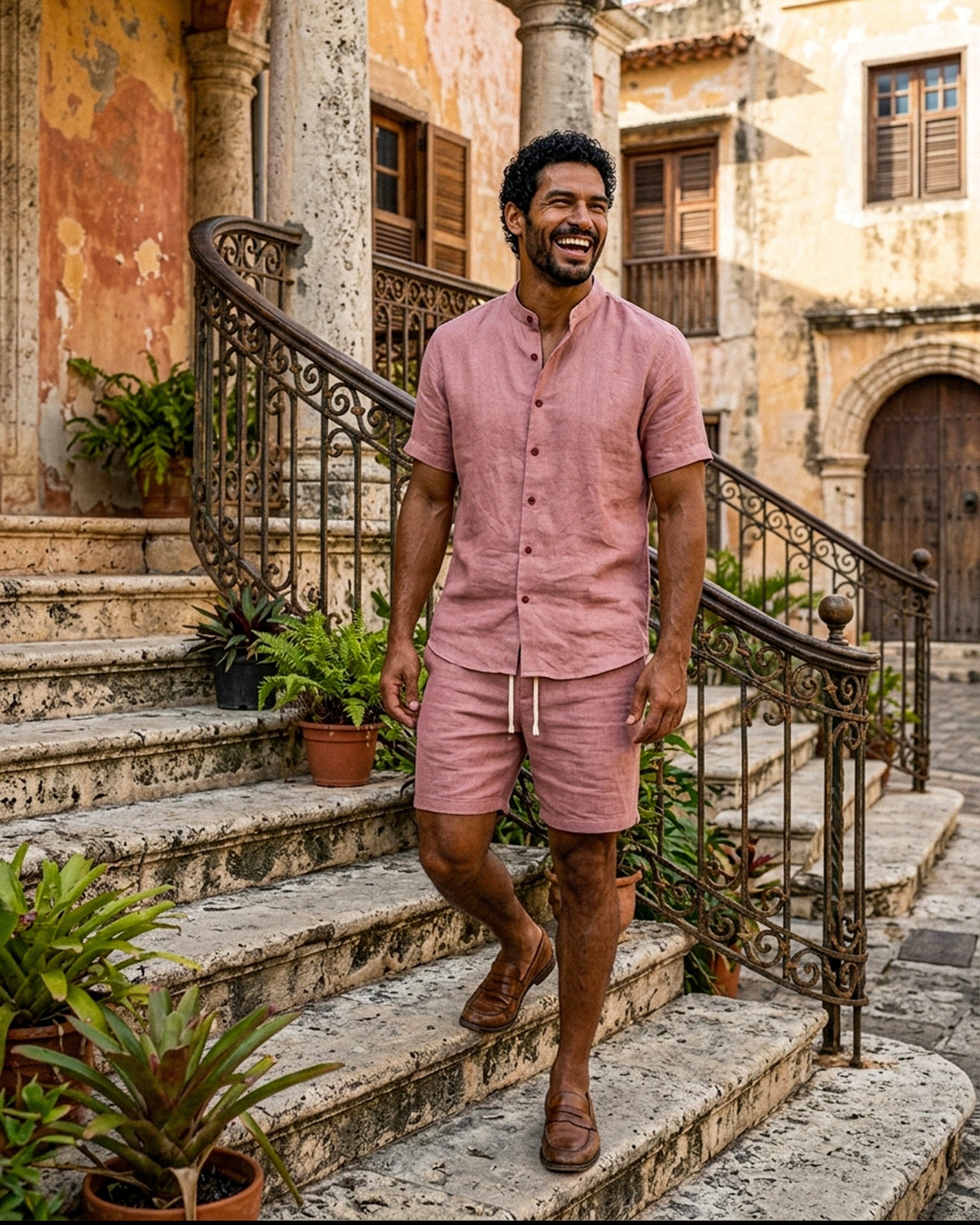 Conjunto de Camisa + Pantalón Corto Rosa Palo