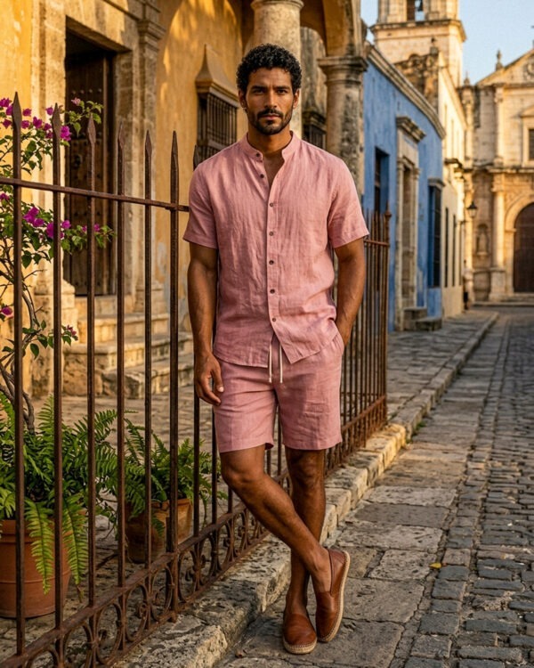 Dusty Pink Shirt + Shorts Set