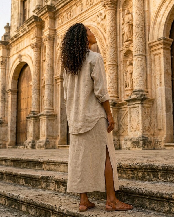 Natural Dress + Shirt Set