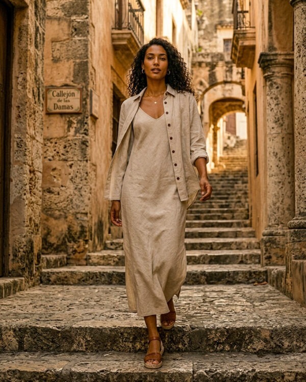 Natural Dress + Shirt Set