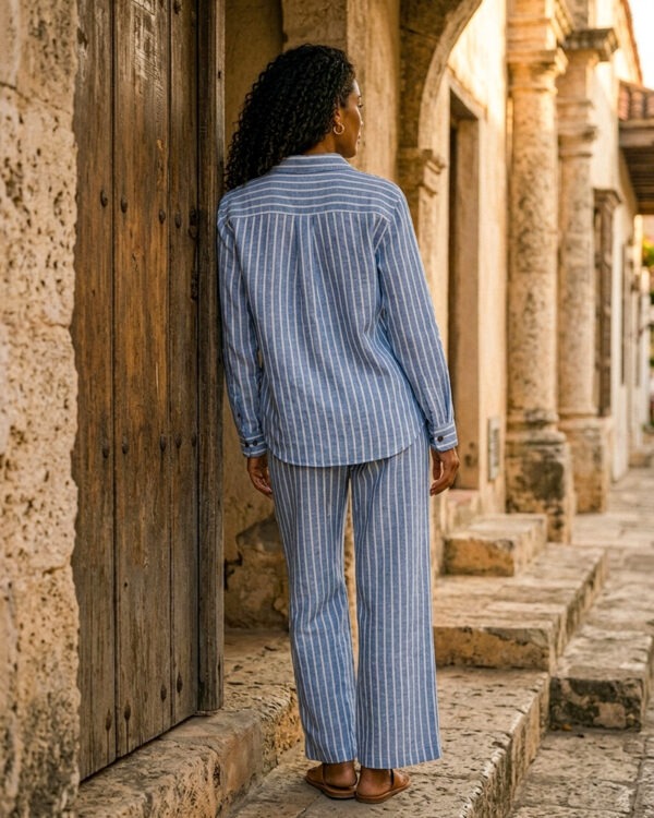 Gestreept blauw shirt + broek set