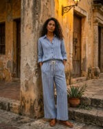 Gestreept blauw shirt + broek set