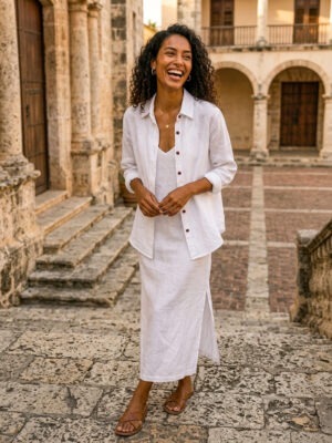White Dress + Shirt Set