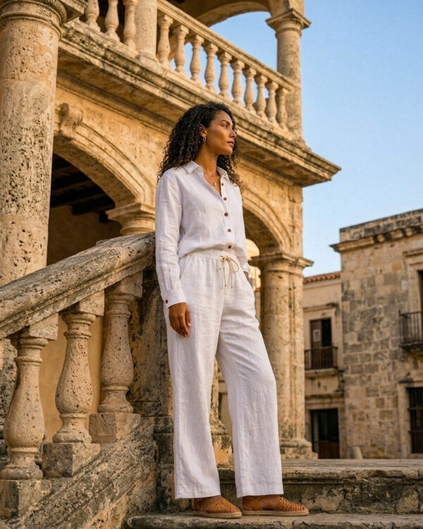 Conjunto de camisa blanca y pantalón