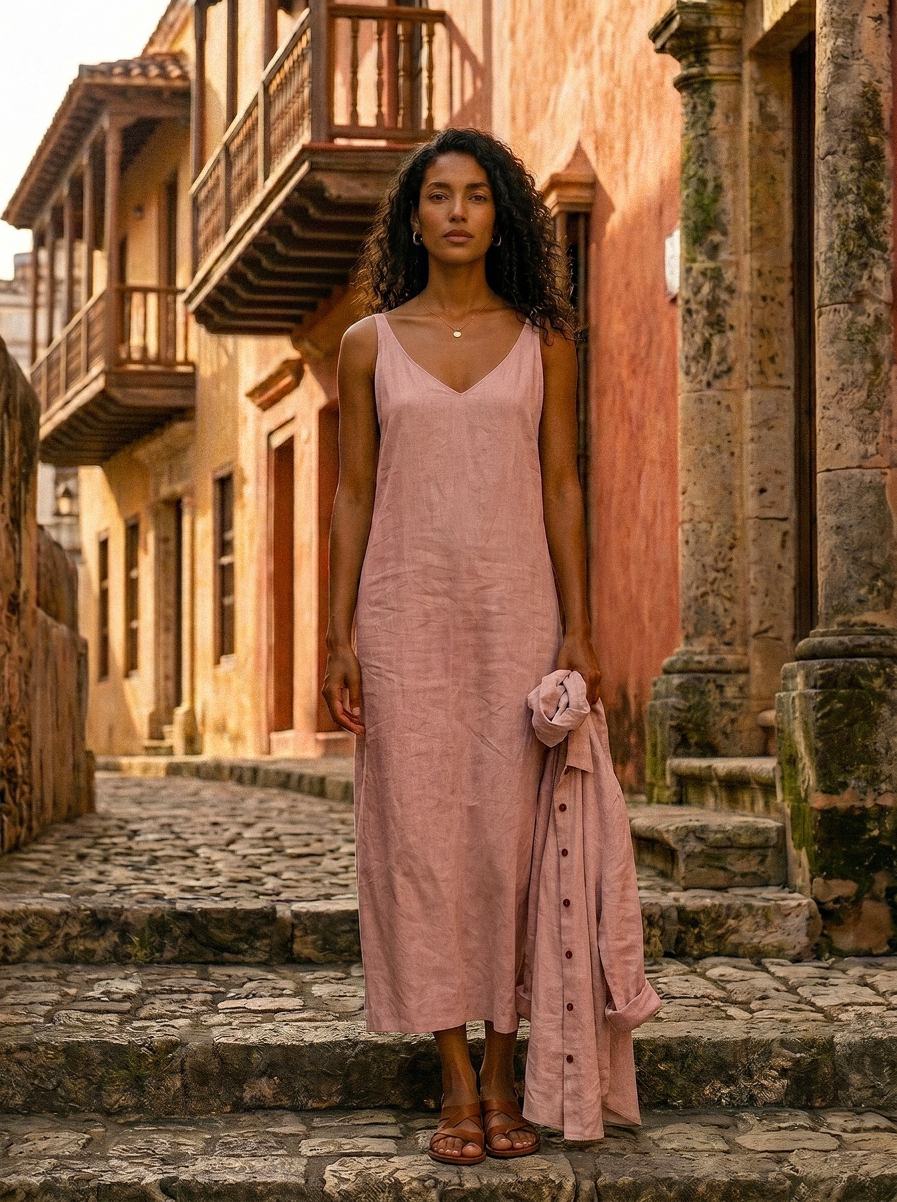 Dusty Pink Dress + Shirt Set