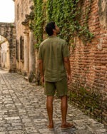 Olive Green Shirt + Shorts Set